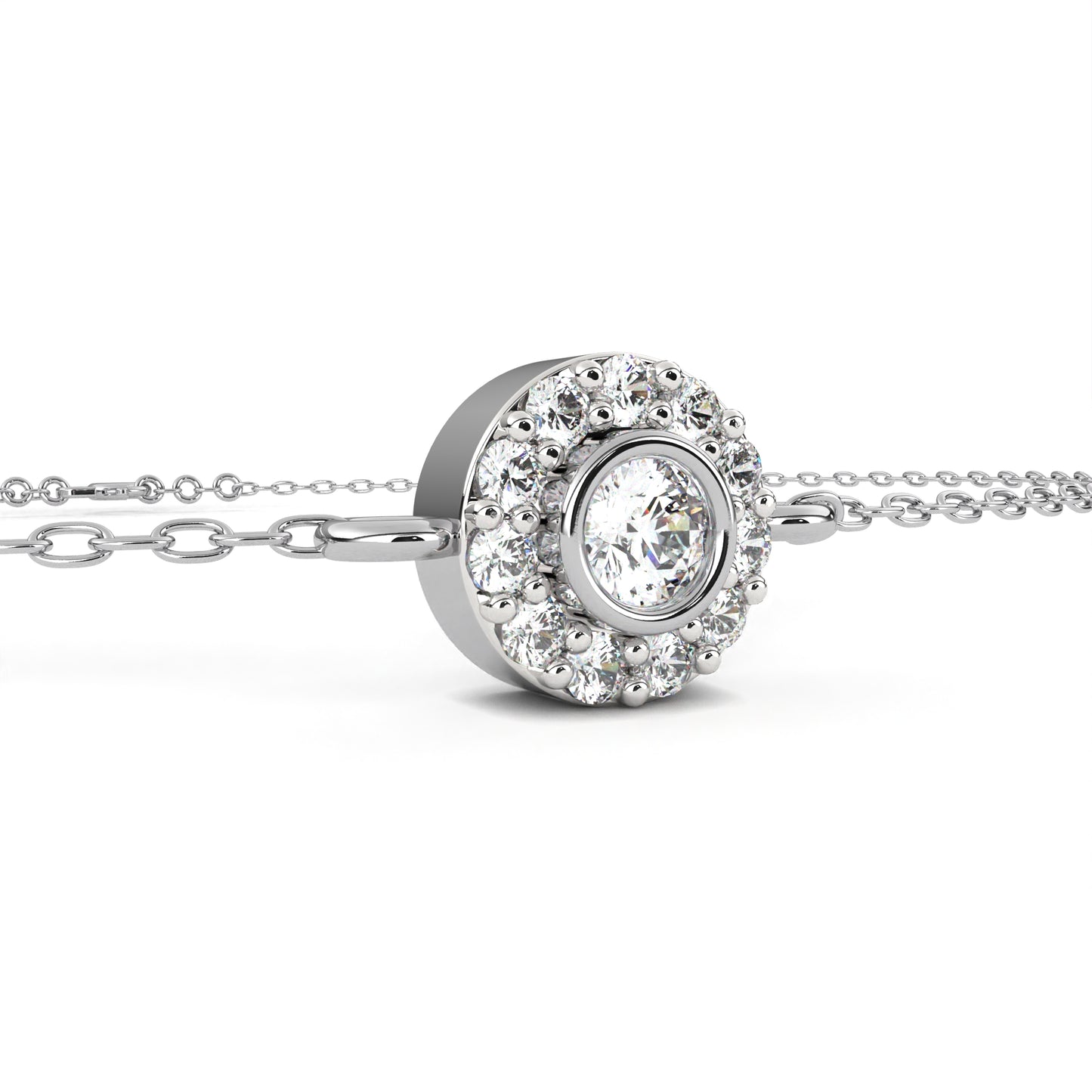 Solar Arc – Round Lab Diamond Half-Halo Disc Bracelet