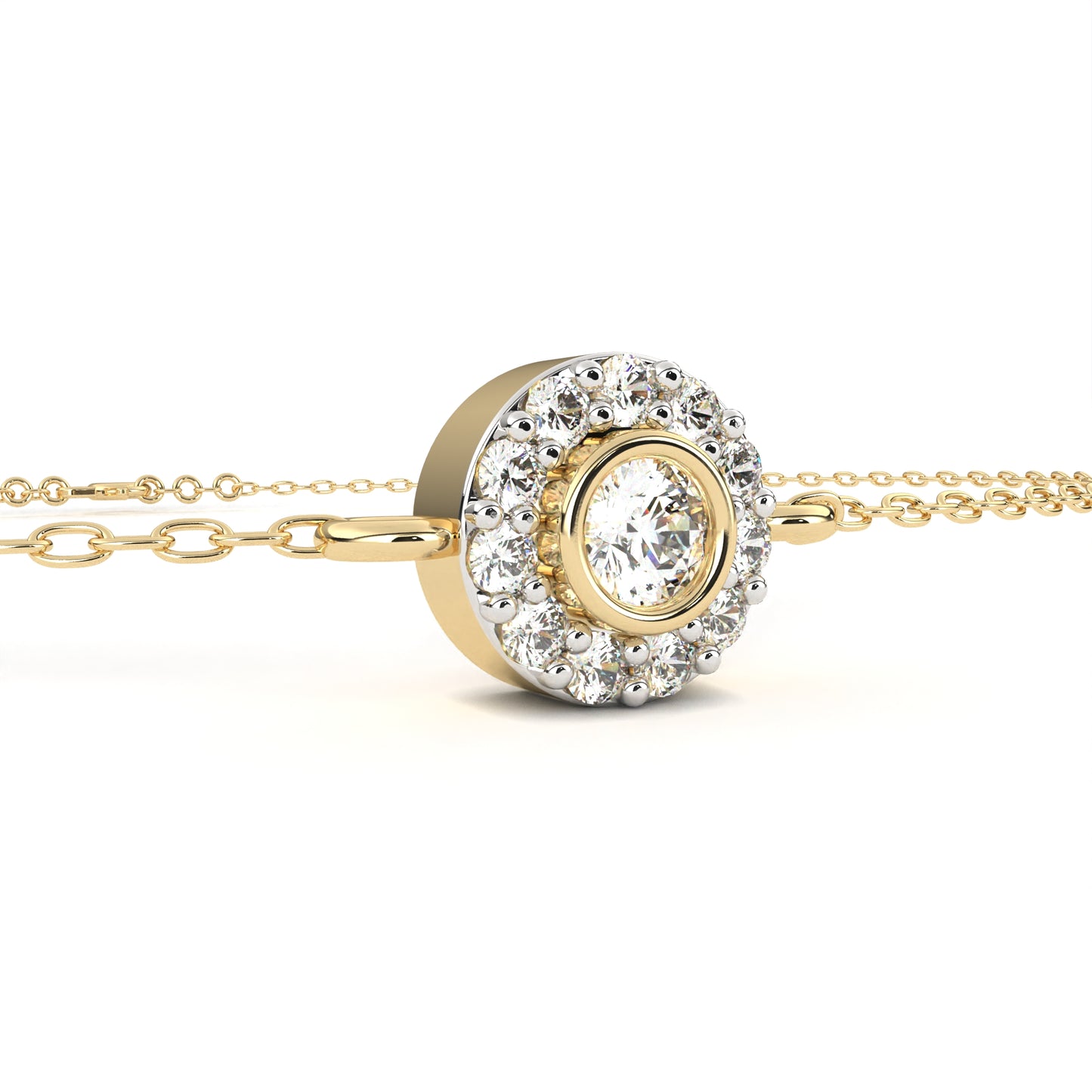 Solar Arc – Round Lab Diamond Half-Halo Disc Bracelet