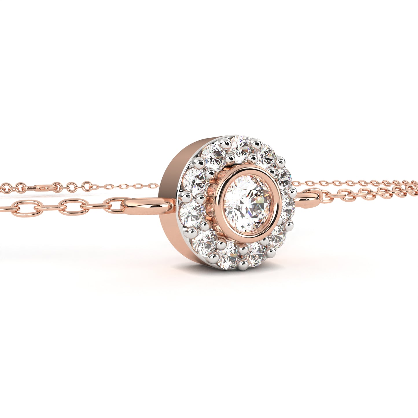 Solar Arc – Round Diamond Half-Halo Disc Bracelet