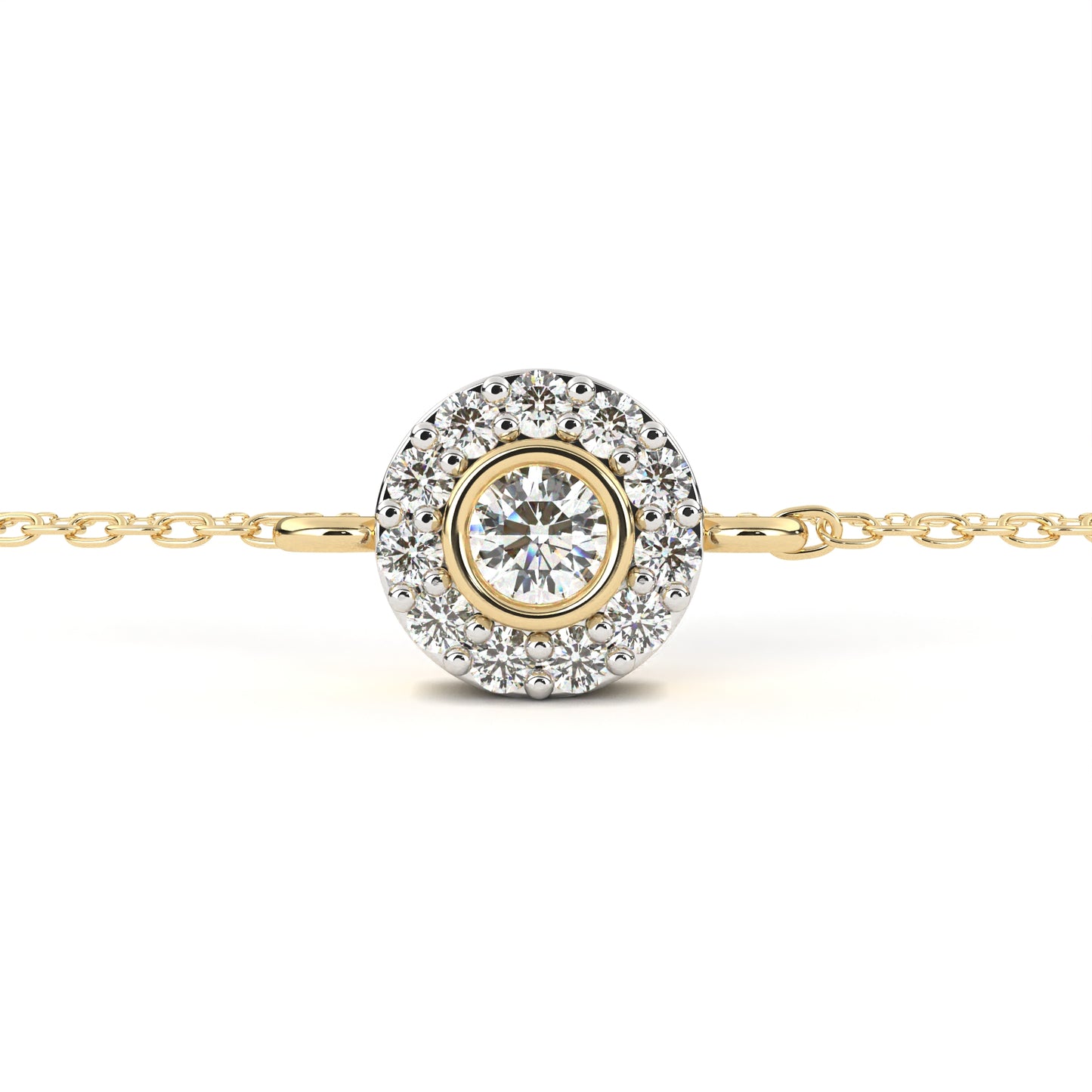 Solar Arc – Round Lab Diamond Half-Halo Disc Bracelet