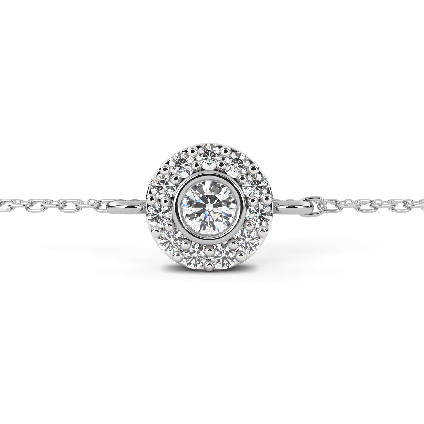 Solar Arc – Round Lab Diamond Half-Halo Disc Bracelet