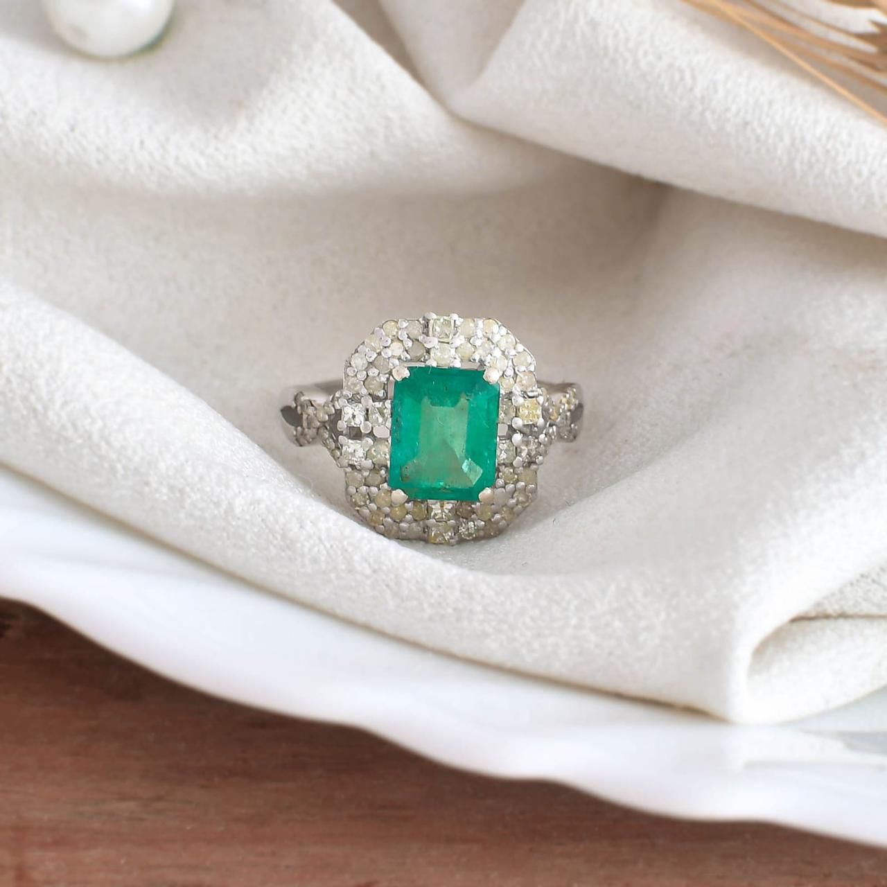 Emerald Halo Charm Ring