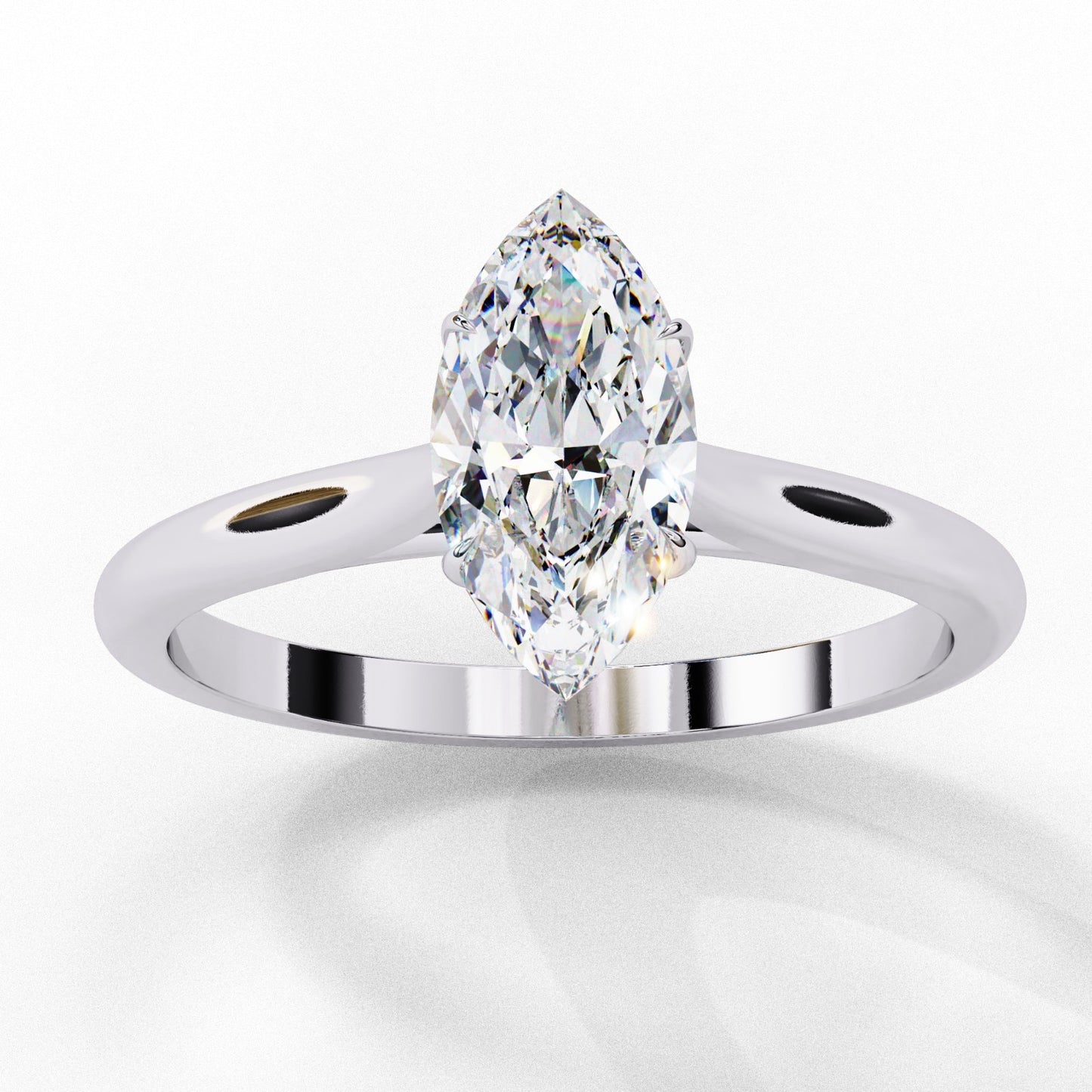 Marquise Solitaire White Gold Ring