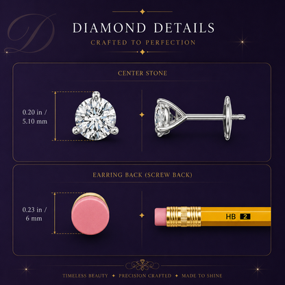1.00CTS 14K Lab-Grown Prong-Set Round Diamond Martini Stud Earrings