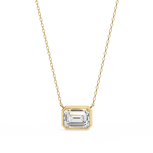 Emerald Whisper – Emerald Cut Lab Diamond Pendant Necklace