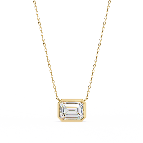 Emerald Whisper – Emerald Cut Diamond Pendant Necklace