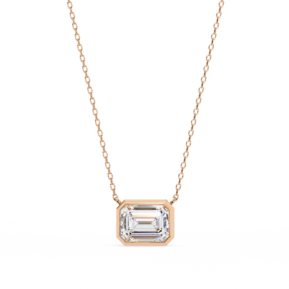 Emerald Whisper – Emerald Cut Lab Diamond Pendant Necklace