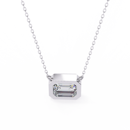 Emerald Whisper – Emerald Cut Lab Diamond Pendant Necklace