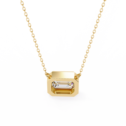 Emerald Whisper – Emerald Cut Lab Diamond Pendant Necklace