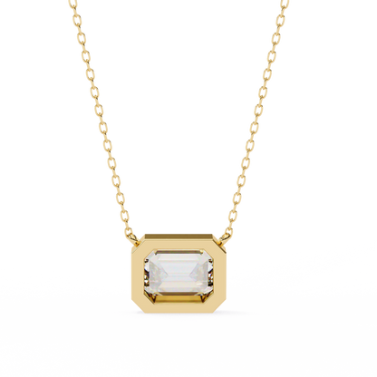Emerald Whisper – Emerald Cut Lab Diamond Pendant Necklace