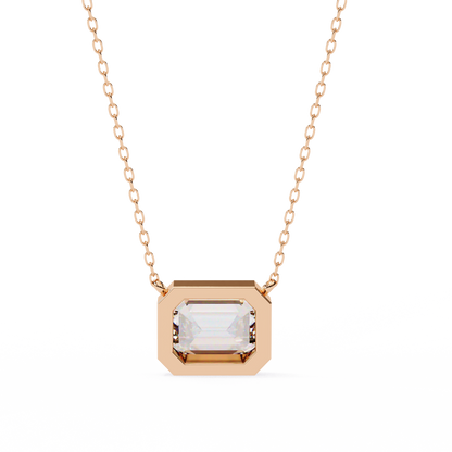 Emerald Whisper – Emerald Cut Lab Diamond Pendant Necklace