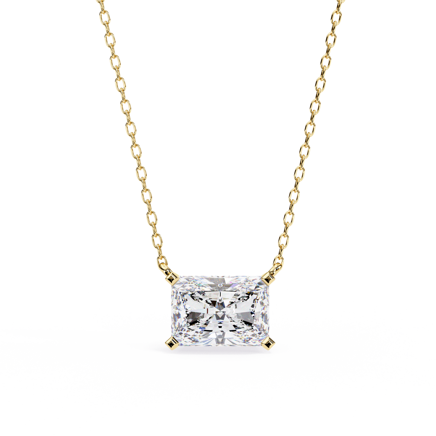 Solar Edge – Radiant Cut Lab Diamond Bold Pendant Necklace