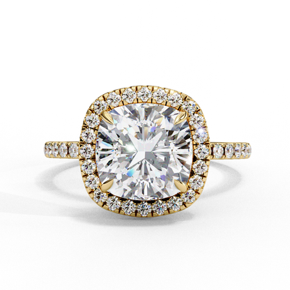 Regalia – Cushion-Cut Lab Diamond Double Halo Ring in 14K Gold