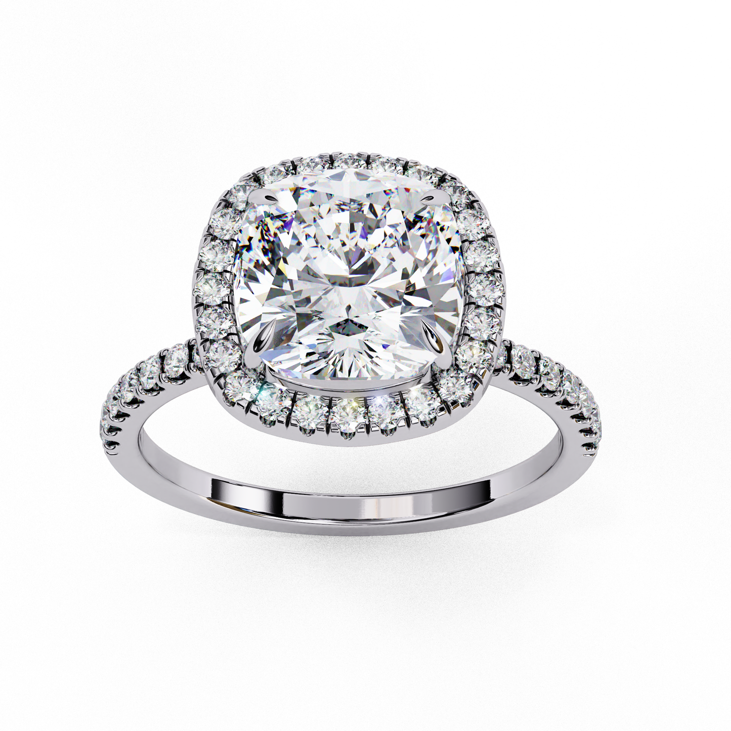Regalia – Cushion-Cut Lab Diamond Double Halo Ring in 14K Gold