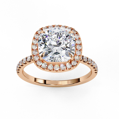 Regalia – Cushion-Cut Lab Diamond Double Halo Ring in 14K Gold