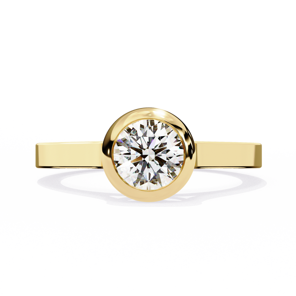 Round Nova – Diamond Bazel Solitaire Ring in 14K Gold