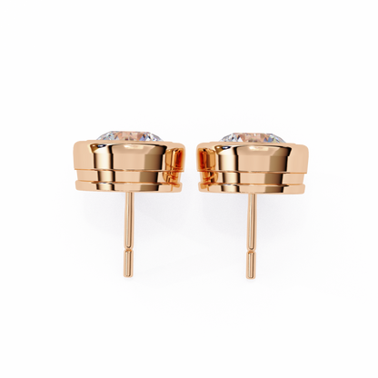 Celestia Dome – Round Lab Diamond Sculpted Stud Earrings