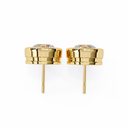 Celestia Dome – Round Lab Diamond Sculpted Stud Earrings