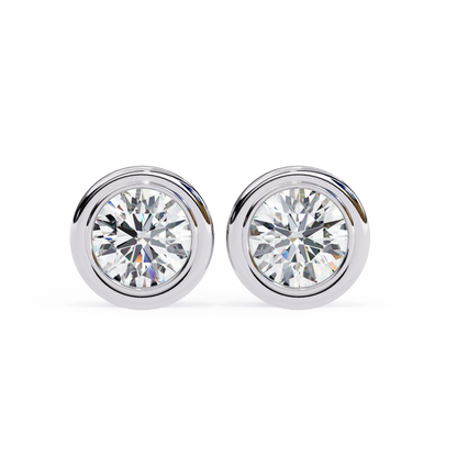 Celestia Dome – Round Diamond Sculpted Stud Earrings