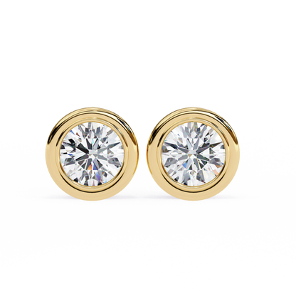 Celestia Dome – Round Lab Diamond Sculpted Stud Earrings