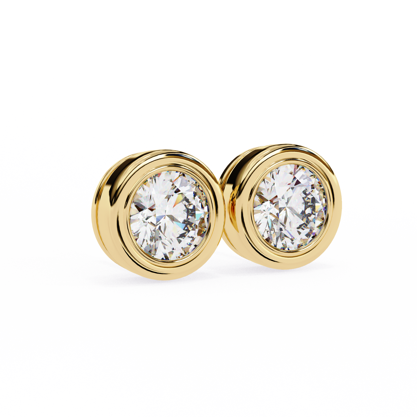 Celestia Dome – Round Lab Diamond Sculpted Stud Earrings
