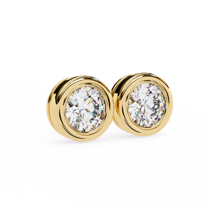 Celestia Dome – Round Lab Diamond Sculpted Stud Earrings