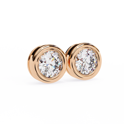 Celestia Dome – Round Lab Diamond Sculpted Stud Earrings