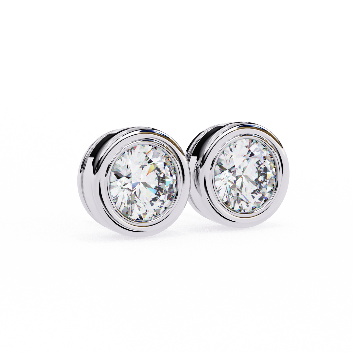 Celestia Dome – Round Lab Diamond Sculpted Stud Earrings