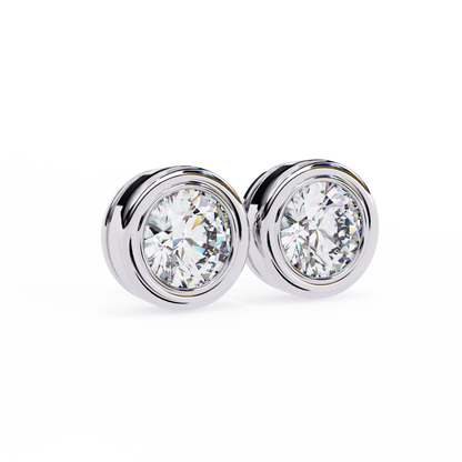 Celestia Dome – Round Lab Diamond Sculpted Stud Earrings