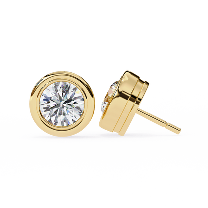 Celestia Dome – Round Lab Diamond Sculpted Stud Earrings