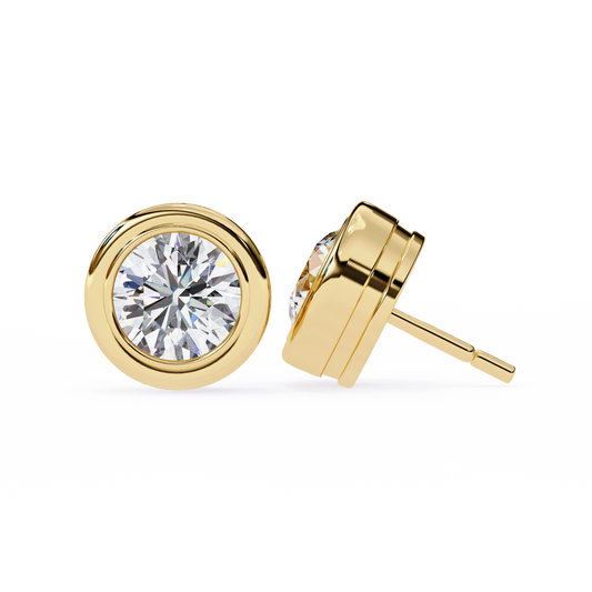 Celestia Dome – Round Diamond Sculpted Stud Earrings