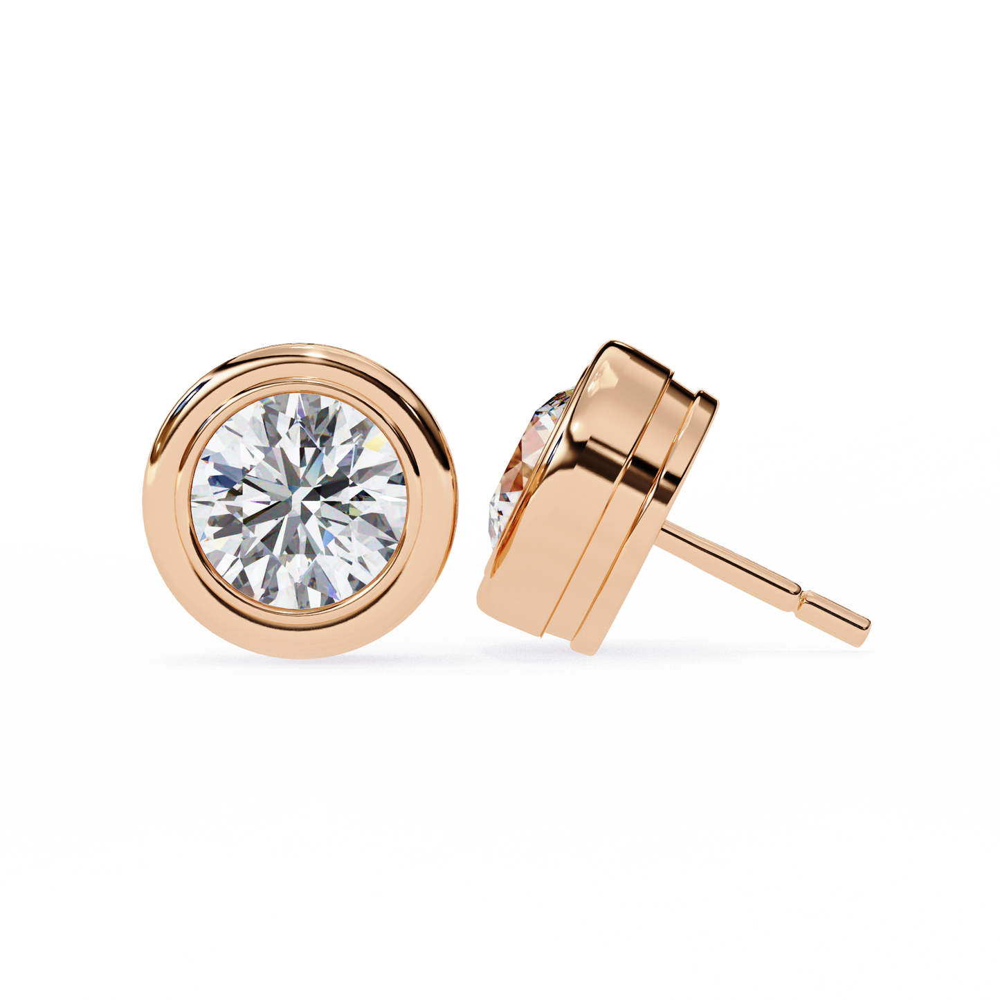 Celestia Dome – Round Lab Diamond Sculpted Stud Earrings