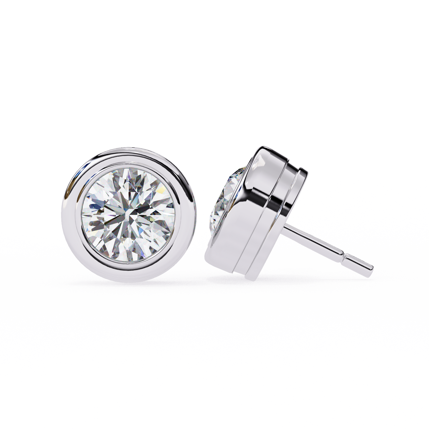 Celestia Dome – Round Lab Diamond Sculpted Stud Earrings