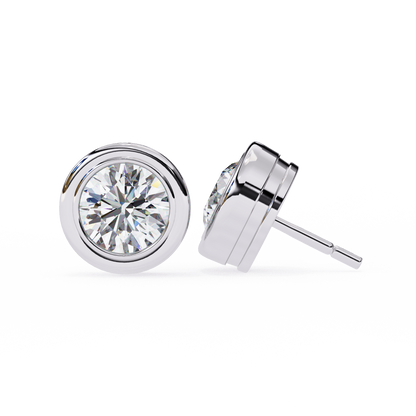 Celestia Dome – Round Lab Diamond Sculpted Stud Earrings