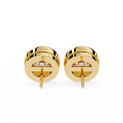 Celestia Dome – Round Lab Diamond Sculpted Stud Earrings