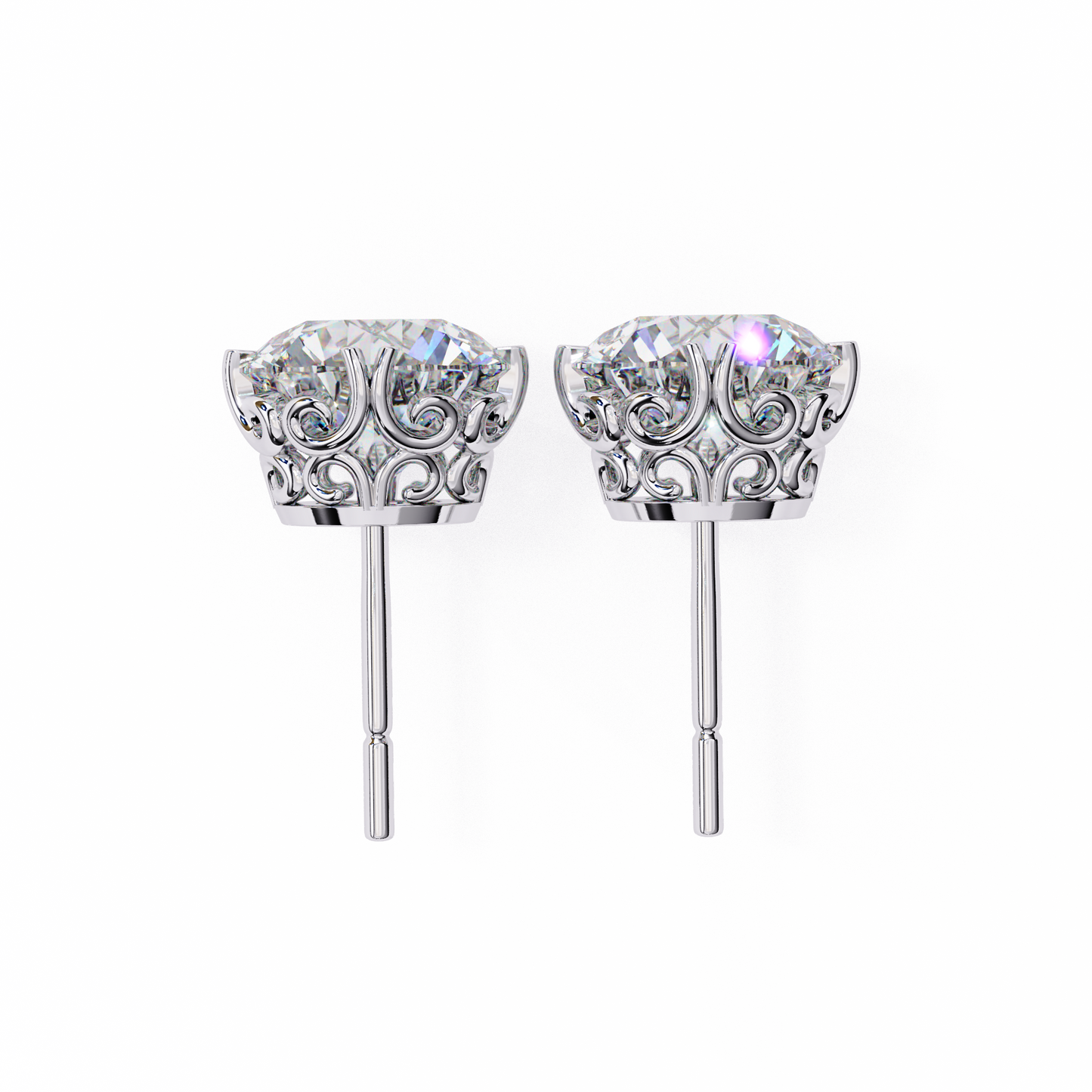 Aurora Frost – Round Lab Diamond Halo Stud Earrings