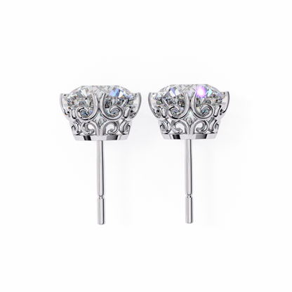 Aurora Frost – Round Lab Diamond Halo Stud Earrings