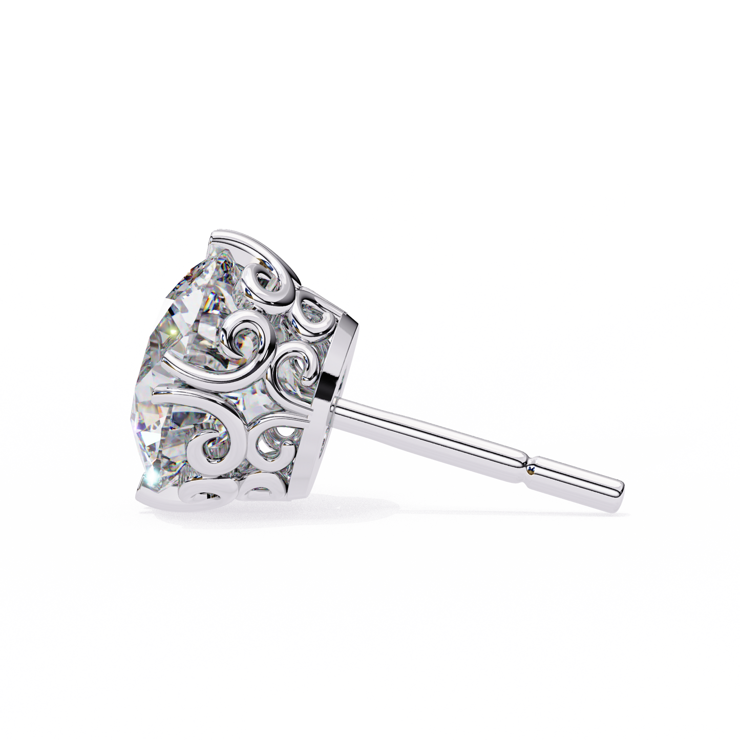 Aurora Frost – Round Lab Diamond Halo Stud Earrings