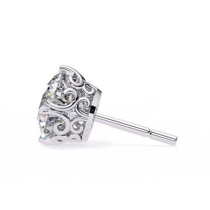 Aurora Frost – Round Lab Diamond Halo Stud Earrings