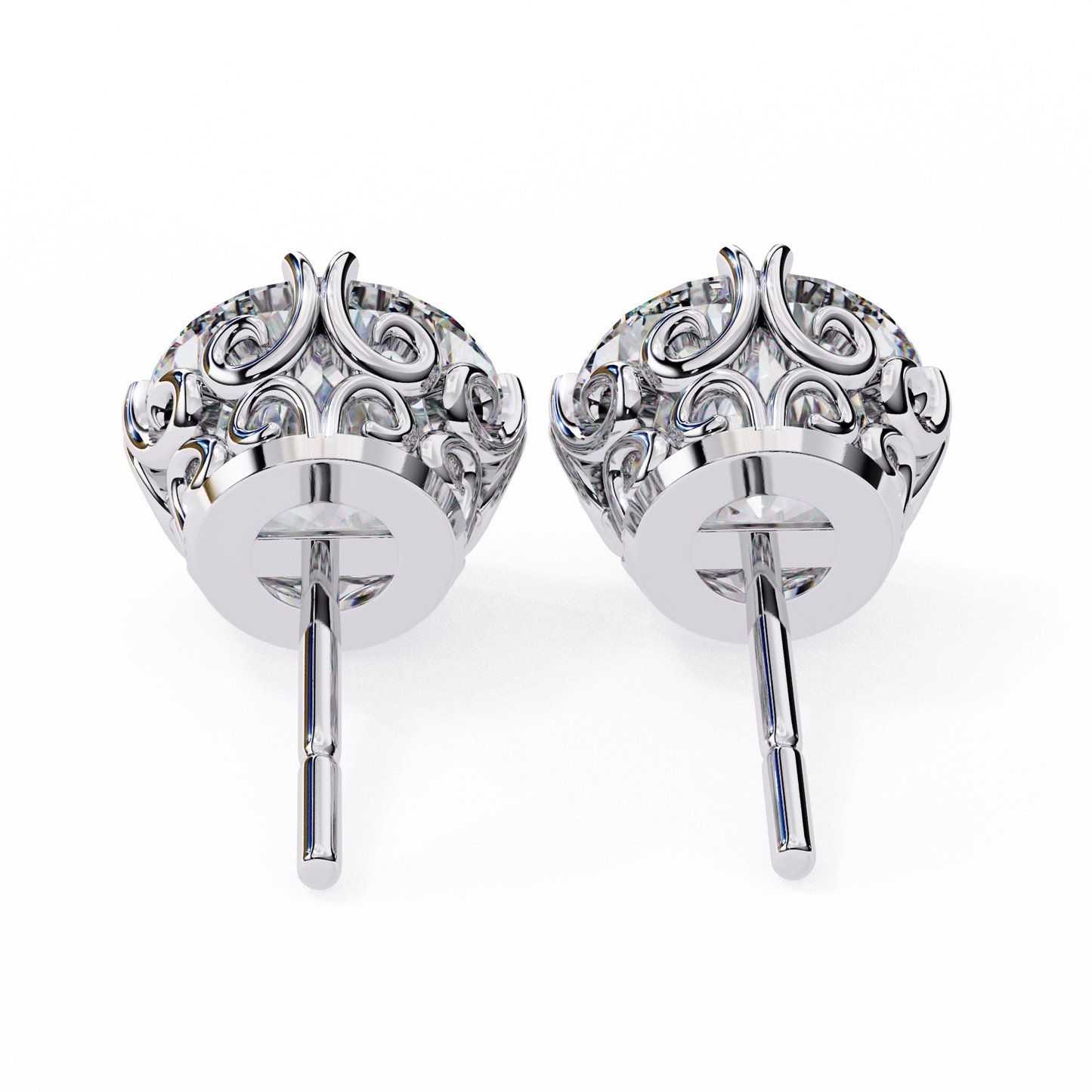 Aurora Frost – Round Lab Diamond Halo Stud Earrings