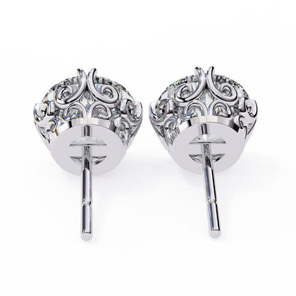Aurora Frost – Round Lab Diamond Halo Stud Earrings