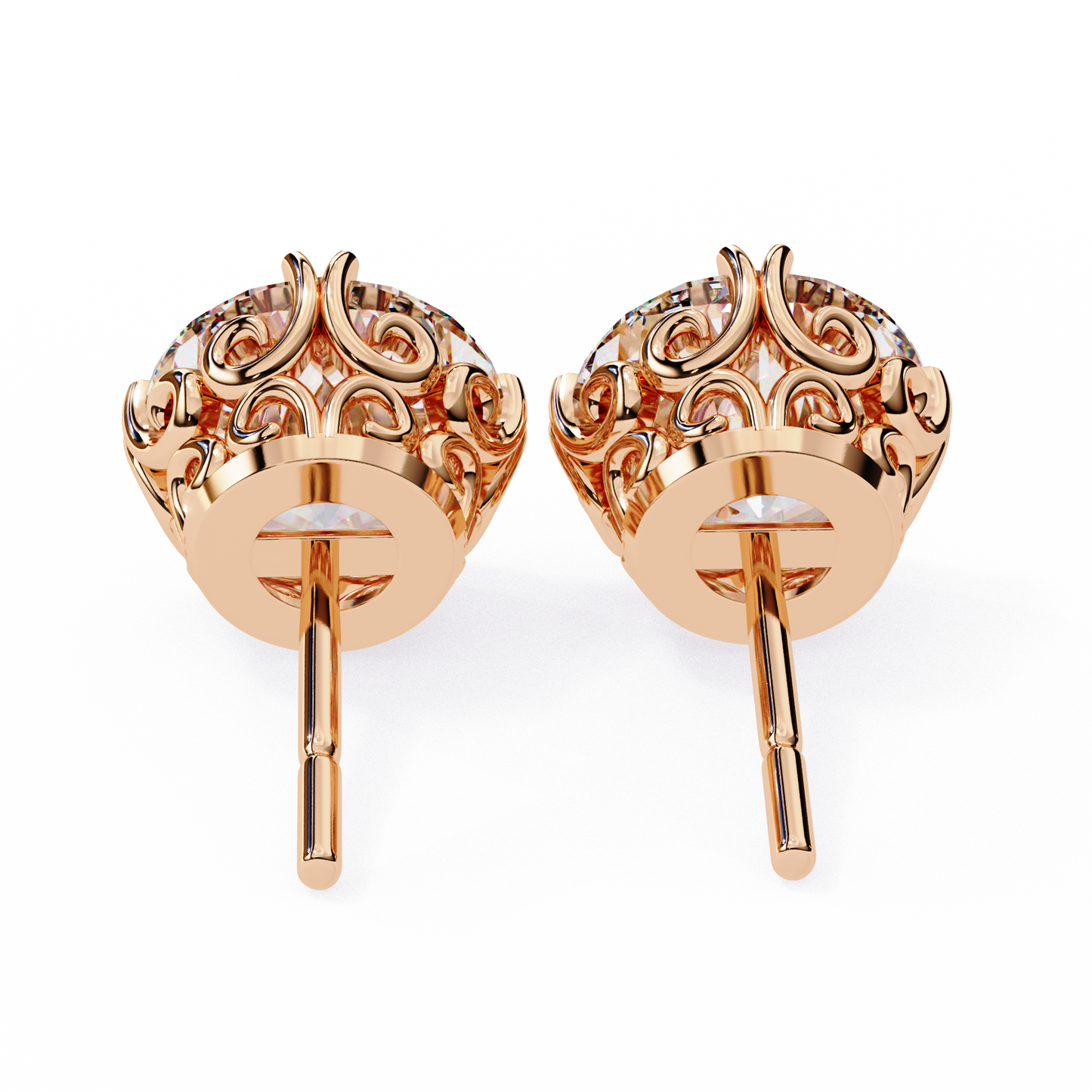 Aurora Frost – Round Lab Diamond Halo Stud Earrings