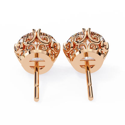 Aurora Frost – Round Lab Diamond Halo Stud Earrings