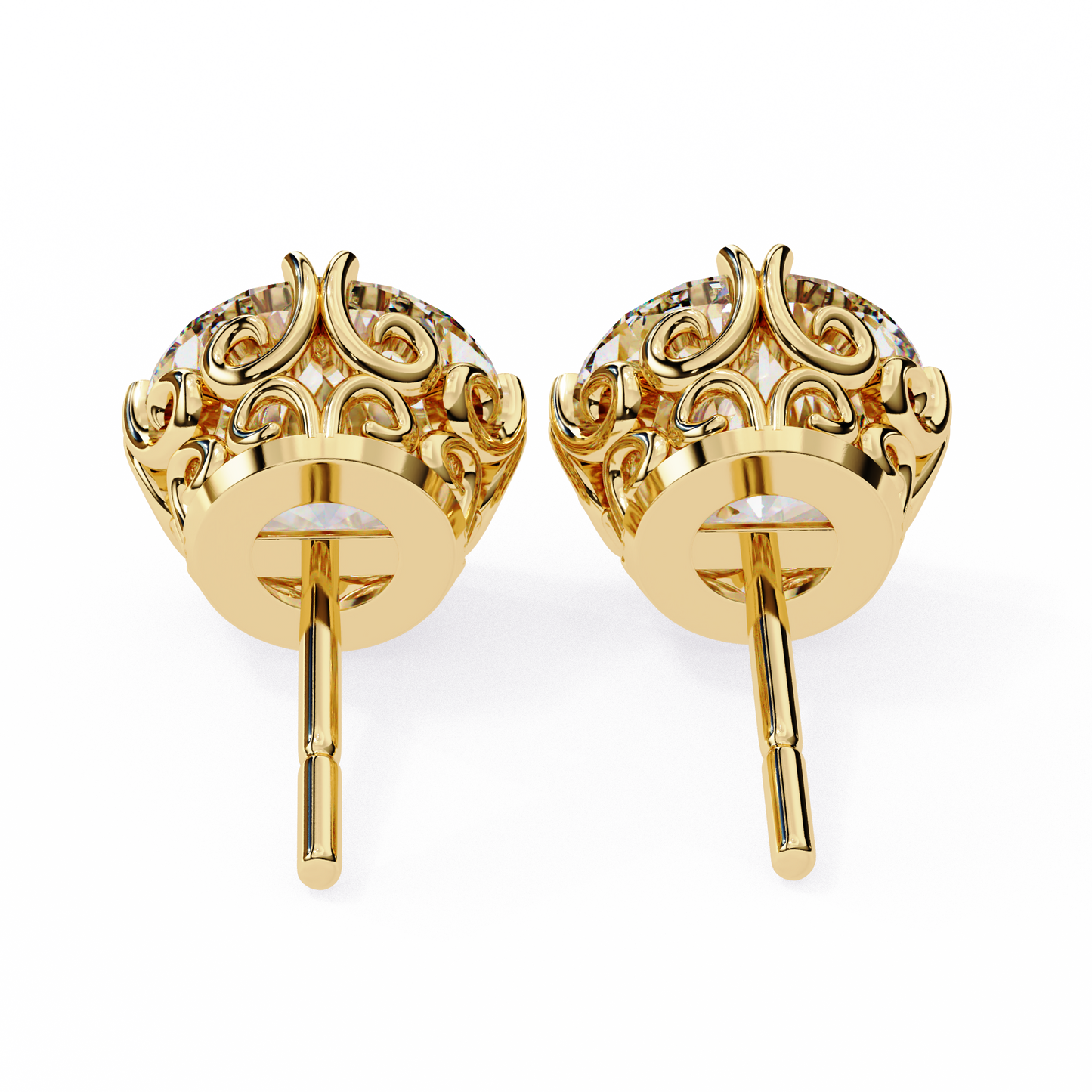 Aurora Frost – Round Lab Diamond Halo Stud Earrings