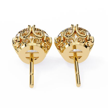 Aurora Frost – Round Lab Diamond Halo Stud Earrings