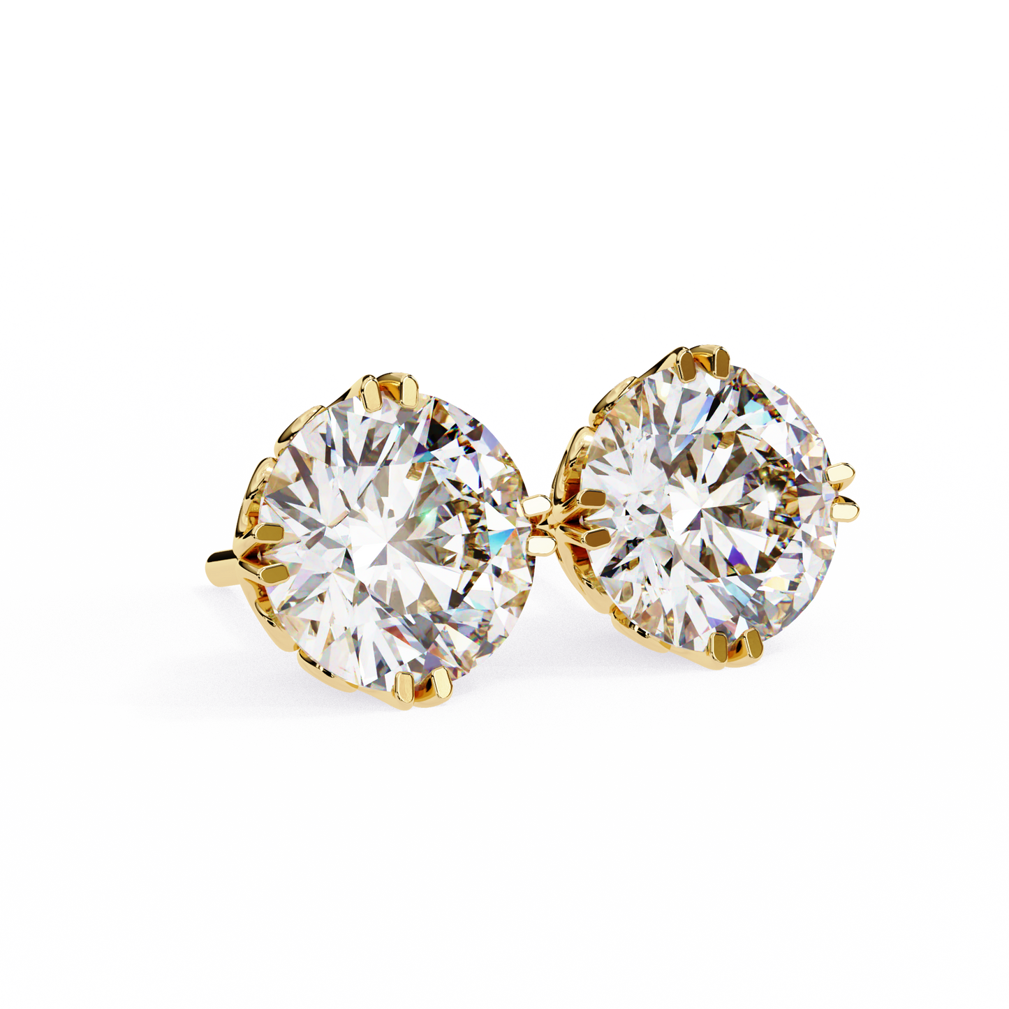 Aurora Frost – Round Lab Diamond Halo Stud Earrings