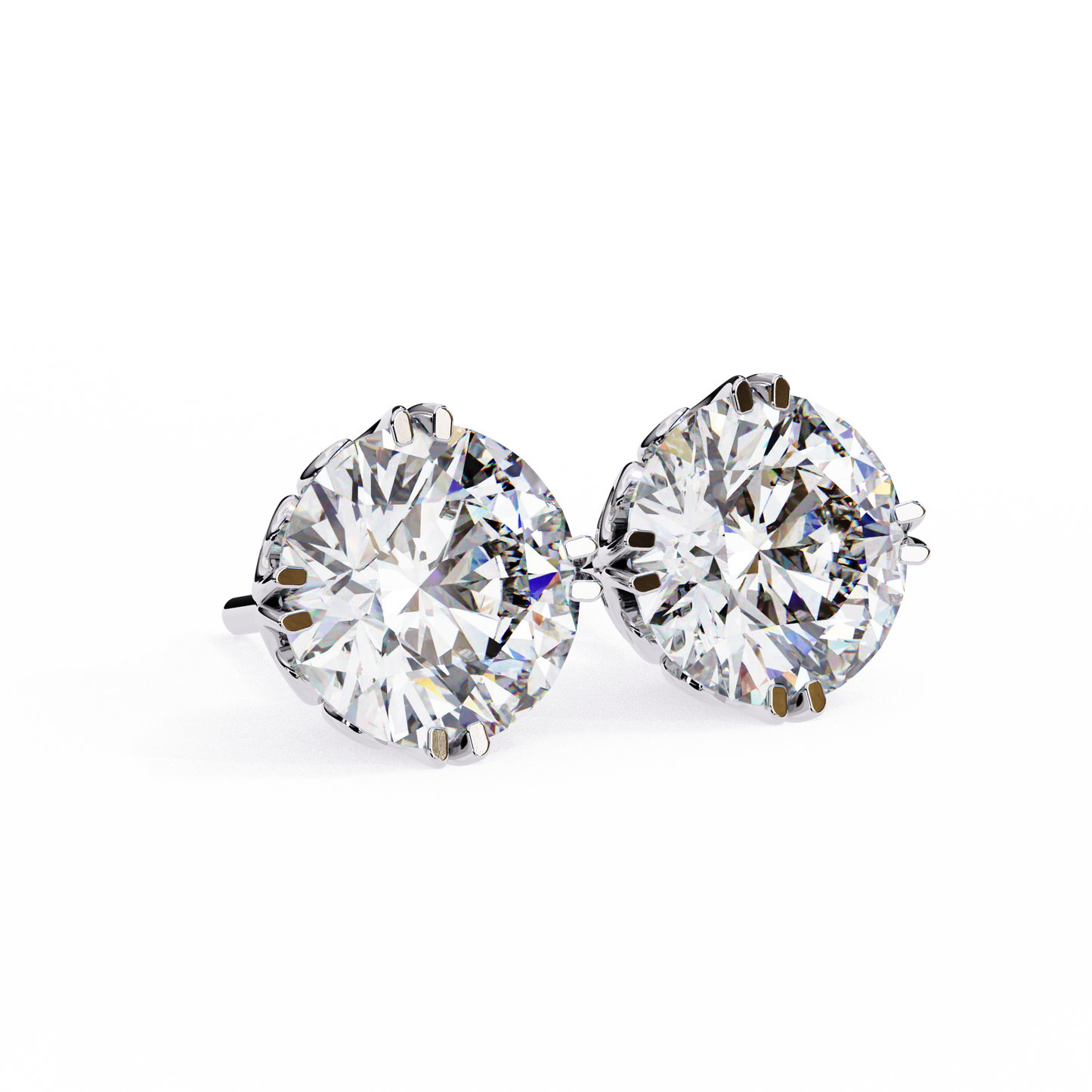 Aurora Frost – Round Lab Diamond Halo Stud Earrings
