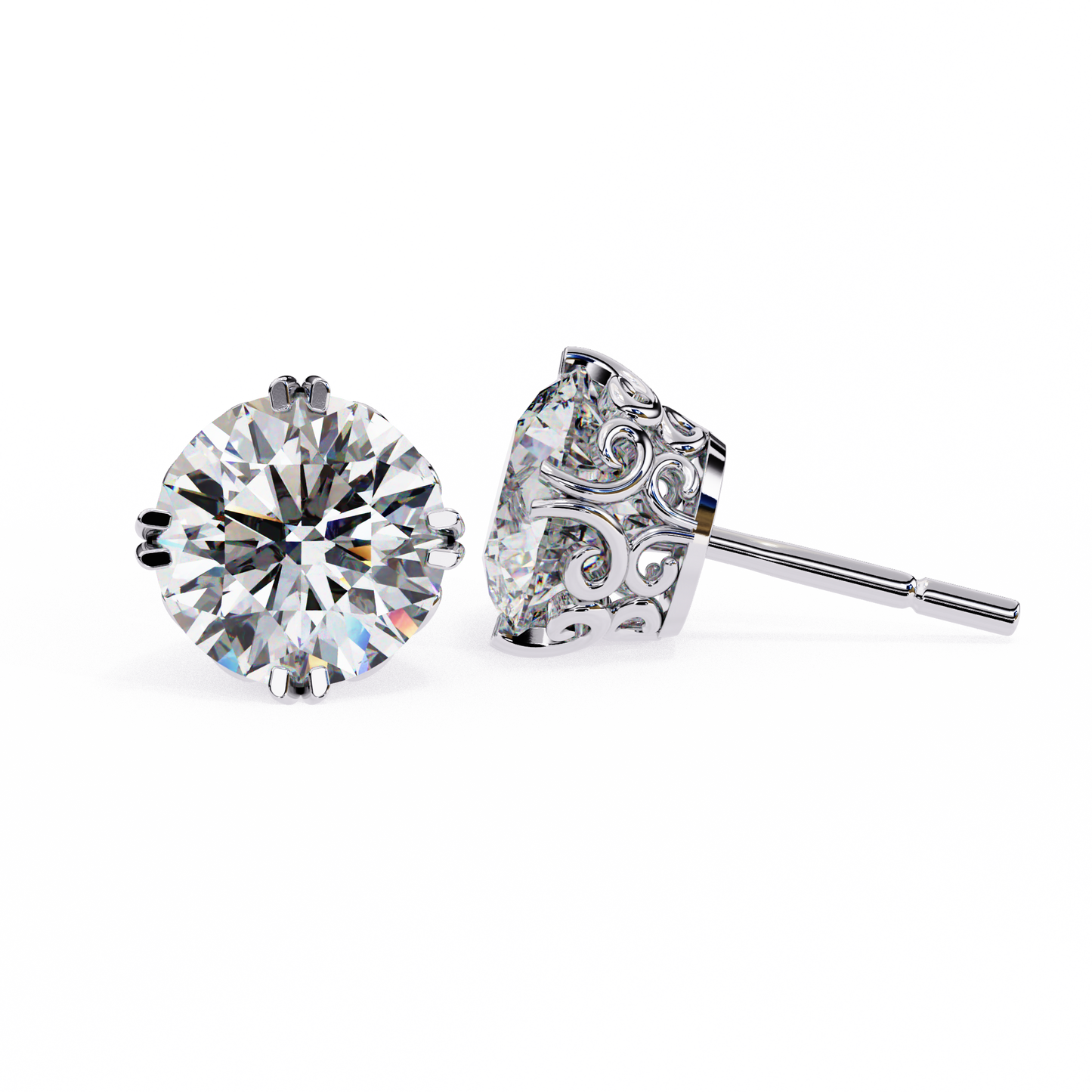 Aurora Frost – Round Lab Diamond Halo Stud Earrings