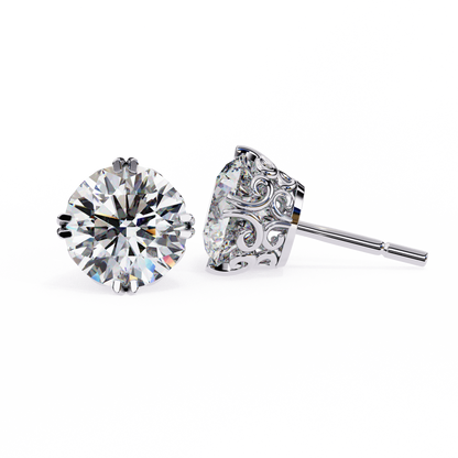Aurora Frost – Round Lab Diamond Halo Stud Earrings
