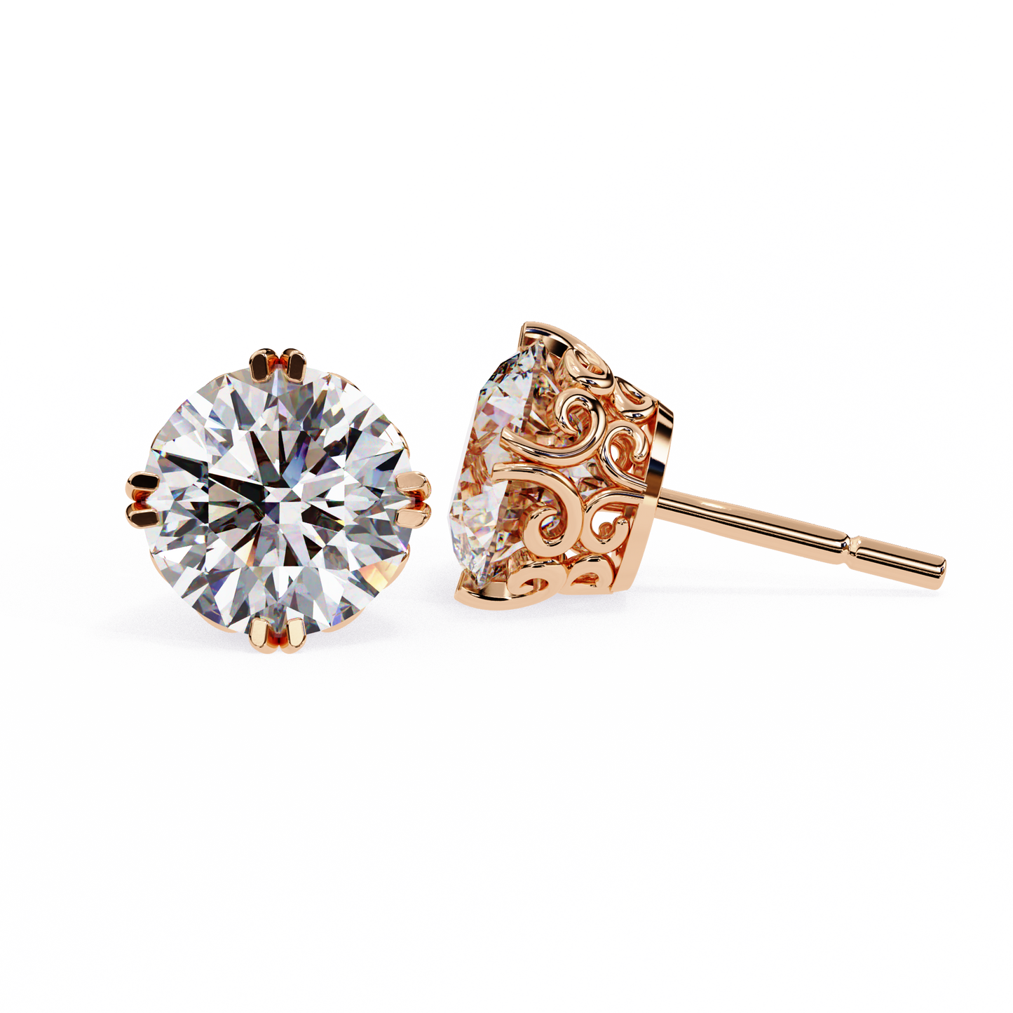 Aurora Frost – Round Lab Diamond Halo Stud Earrings